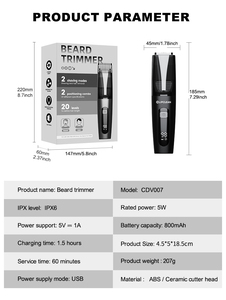 Máy Cắt Tóc Nam Bằng Gốm Sứ Không Dây, Có Màn Hình LED, Lược Điều Chỉnh Được, Chống Nước, Máy Cạo Râu Điện - Product Image 4