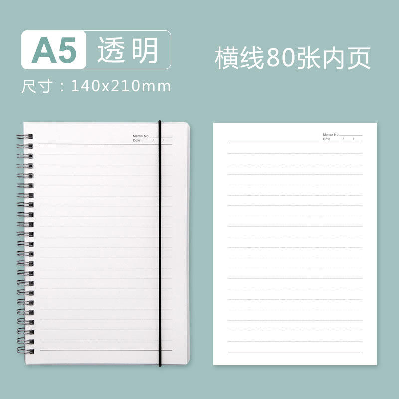 A5 transparent PP with strap, horizontal line inner page