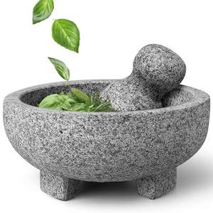 ชุดบดปูนและสาก molcajete หินแกรนิตขัดมันขนาด<span class=keywords><strong>8</strong></span>นิ้วสำหรับบดสมุนไพรซัลซ่า - Product Image 1