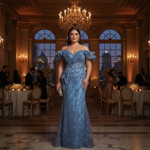 Nouvelle Robe de Demoiselle d'Honneur Grande Taille pour Femme, Élégante et Sexy, Longue en Tulle, Silhouette Sirène, Ornée de Perles, Unie et Naturelle - Product Image 2