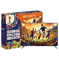 Téléviseur intelligent Android 15 4K UHD sans cadre de 100 pouces avec télécommande vocale Wi-Fi, 1,5+8 Go, DVB-T2/S2 ATSC ISDB-Tb, TV d'hôtel, OEM ODM, vente en gros