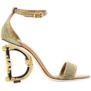 Sandales de luxe pour femmes, talons en forme de lettre, sandales dorées - Product Image 4