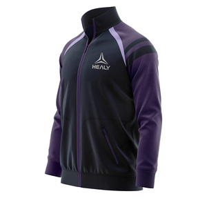 Purple Printed Stand Collar Full Zipper Breathable Quick Dry Lightweight Male Training Set Fashionable Durable Autumn <b>Tracksuit</b> - Product Image 2