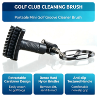 Brosse de nettoyage de clubs de golf personnalisable OEM, double poils en nylon, outil de nettoyage des rainures avec clip rétractable, accessoires de golf