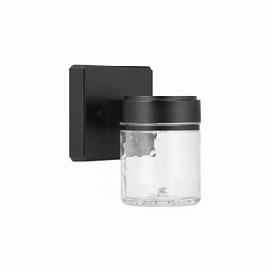 Lámpara de pared para exteriores Mainstays DB de 6 pulgadas con pantalla de vidrio negro con LED integrado, ángulo de haz de 110° y cobertura de haz de 140° - Product Image 1
