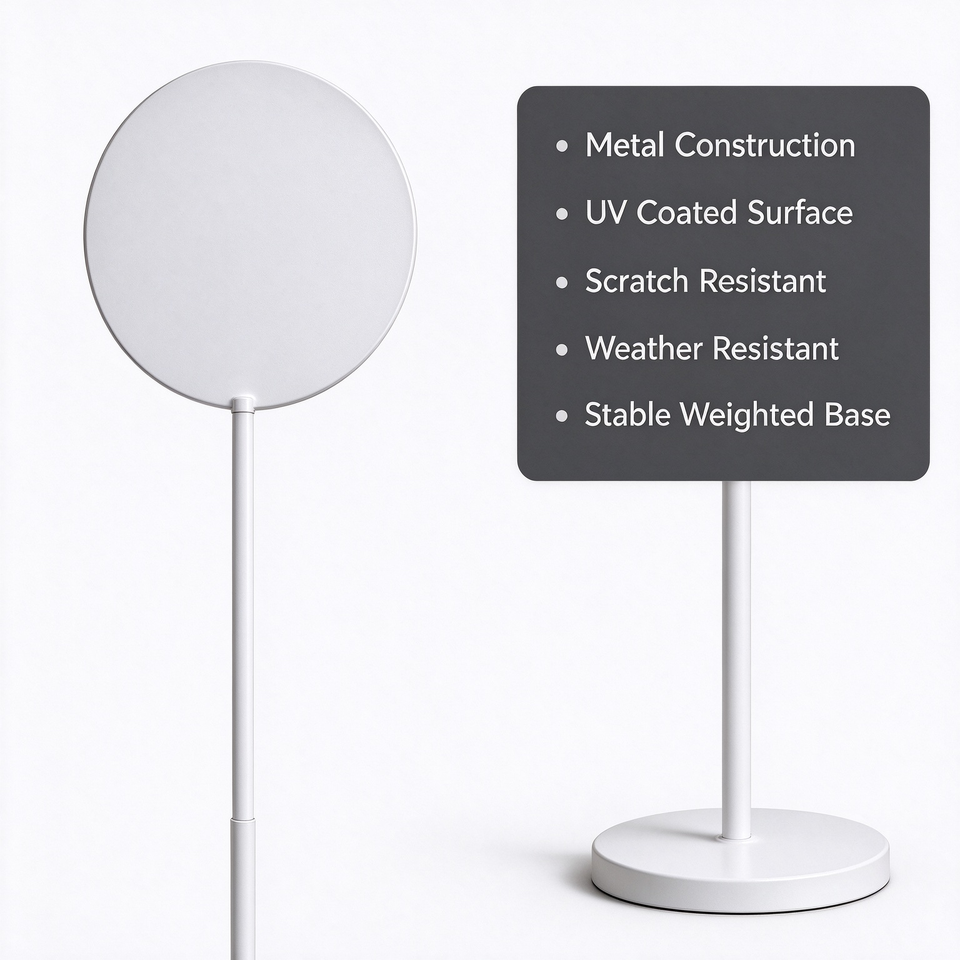 Round Metal Sign Holder Double Sided Freestanding Display Stand ...