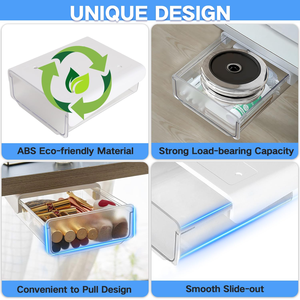 Modern Double <b>Drawer</b> Under Desk <b>Storage</b> Box High Quality ABS <b>Plastic</b> Office Household Organizer - Product Image 6