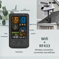 Estación Meteorológica Profesional Wifi RF433 Inalámbrica, Termómetro Interior/Exterior, Higrómetro, Velocidad del Viento, Lluvia, Luz UV, Calidad del Aire