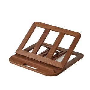Solid Wood Laptop Stand 6-Level Adjustable <b>Foldable</b> <b>Desk</b> Holder For Home <b>Office</b> Use Walnut Color - Product Image 5