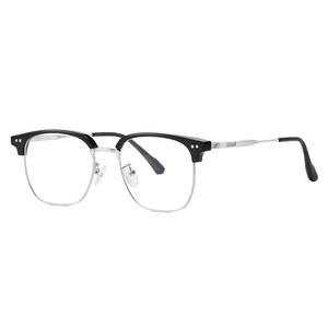 31255 Monturas de Gafas Rectangulares de Media Montura para Hombre, Anti Luz Azul, TR90, Montura Negra, Ligeras, Estilo Ejecutivo, para Miopía - Product Image 1