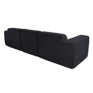 أريكة حديثة ثلاثية المقاعد قابلة للتعديل، أريكة سرير قطاعية من القطيفة السوداء لغرفة المعيشة، أريكة مضغوطة بالتفريغ - Product Image 4