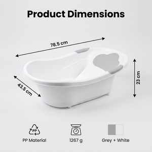 Baignoire Nuage pour Bébé avec Appui-tête Souple, Support Anti-basculement 3 Points, Anti-dérapant, Vidange Rapide, 2 Étapes (Nouveau-né à Tout-petit), OEM - Product Image 4
