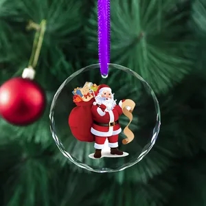 Guangzhou atacado K9 Cristal Natal Ornamento personalizado claro Vidro Natal árvore pendurado decoração ornamentos