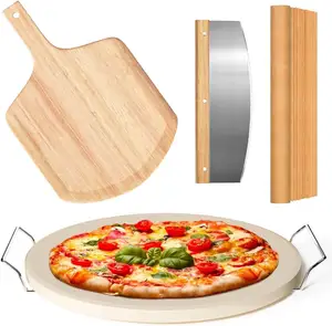 Piedra para Pizza de 13 "para Horno y Parrilla con Pizza Peel OAK