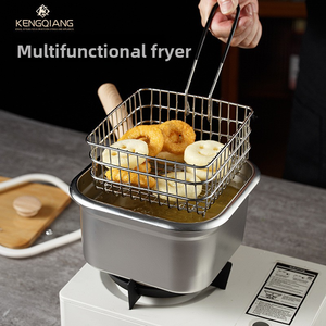 <span class=keywords><strong>Friteuse</strong></span> domestique en acier inoxydable, avec poignée en bois anti-brûlure, ensemble de friteuses en acier inoxydable - Product Image 2