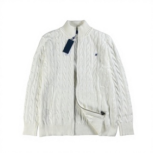 Maglione Casual Autunno/Inverno in Misto Lana e <span class=keywords><strong>Cashmere</strong></span> Ricamato Stile Coreano Antipiega con Chiusura a Cerniera e Colletto a Risvolto Frontale - Product Image 3