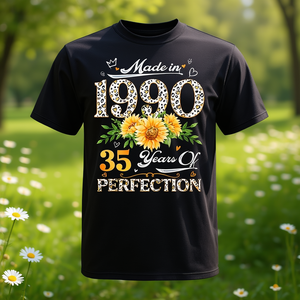 Camiseta sin mangas con estampado floral de margaritas para el 35.º cumpleaños, fabricada en 1990, producto promocional para 35 años - Product Image 3