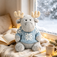 Peluche Mignonne Élan avec Rembourrage en Coton PP et Détails Brodés - Tissu Doux, Cadeau de Noël pour Enfants