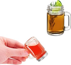 Vente en gros 1.2oz mini verre personnalisé petit pot Mason tasse <span class=keywords><strong>avec</strong></span> couvercles pot en verre <span class=keywords><strong>avec</strong></span> poignée bricolage 35ml - Product Image 2