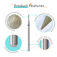 HYTOOS 2mm Mini bourgeon diamant forets à ongles russe cuticules ongles sécurité professionnelle sous les ongles peau morte nettoyant outils