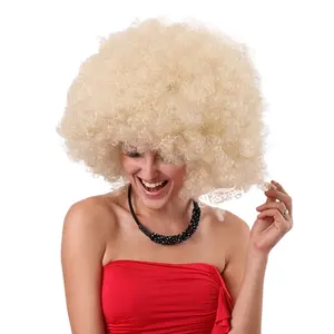 Cheap Clown 4C Macio Grande Afro Peruca Loira Curta Perucas Para Homens Negros Mulheres Transparente 613 peruca