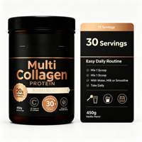Poudre de protéines de collagène beauté 20g Peptides de collagène nourris à l'herbe Soutient la peau, les cheveux et les ongles 450g Saveur vanille