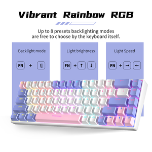 New RGB Backlit 60% NKRO Low-Volume Silent Axis Mechanical <b>Keyboard</b> 68 Keys Ultra Thin <b>USB</b> Gaming Portable Russian Latout Mini 6 - Product Image 2