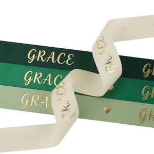High Grade 100% Polyester 13mm Gift Wrapping Single Face Gold Silver Foil Printing Customized Brand Logo Printed <b>Ribbon</b> - Product Image 4