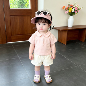 Camiseta de Verano para Niñas, Transpirable, de Algodón, con Cuello de Muñeca, Estilo Coreano, Delgada, Combinable con Todo - Product Image 3