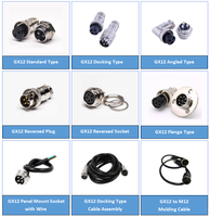 Conector de Aviación GX12 GX16 GX25 GX30, 2 3 4 5 6 7 Pines, 12mm, Enchufe Recto Hembra, Juego de Conectores Macho