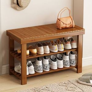 Banco Zapatero Moderno de <span class=keywords><strong>Bambú</strong></span> Convertible con Estante Expandible, Ecológico y Duradero, Mueble de Almacenamiento para Sala de Estar - Product Image 2