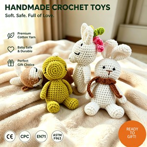 Pequeños Muñecos Amigurumi de Animales Silvestres Tejidos a Mano, Juguetes de Ganchillo con Relleno de Algodón PP, Animales de Peluche de Pie, Certificados CE CPC - Product Image 1