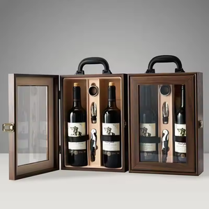 Cajas de madera de calidad para vino con acabado piano, capacidad para 2 botellas, venta al por mayor, personalizables, vacías, para tequila, whisky, champán. - Product Image 2