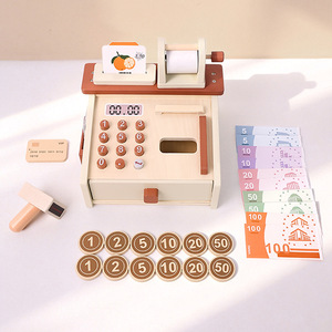 <span class=keywords><strong>Caisse</strong></span> <span class=keywords><strong>enregistreuse</strong></span> en bois naturel non toxique, sans bavures, certifiée CPC CE, pour enfants et tout-petits, jeu de simulation éducatif - Product Image 2