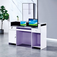 Comptoir de réception compact moderne en MDF blanc avec rangements, écologique et durable, idéal pour hôtels, spas et commerces de détail