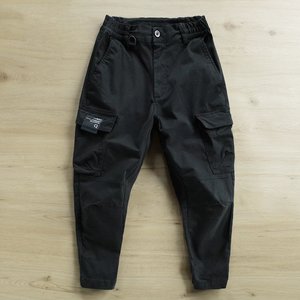 <strong>Vintage</strong> Carpenter Work Pocket Casual <strong>Cargo</strong> <strong>Pants</strong> Solid Khaki Trousers for Men - Product Image 3