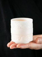 Tasse individuelle en jade de type givre de mouton, style Masters Cup, pour service à thé Kung Fu, en porcelaine Dehua, ustensile de thé, cadeau idéal ; Porcelaine blanche