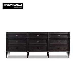 Tiroirs de coffre traditionnels en chêne massif à 9 niveaux Meuble de rangement pour salon et chambre à coucher avec design antique - Product Image 6