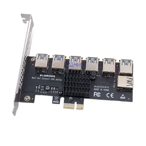 PCIE 1 to 7 Riser PCIE Port Multiplier USB3.0 Riser PCI Express X16 Adapter PCI-E 1X to 16X Card Riser for Video Card