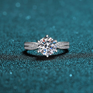 925 in <span class=keywords><strong>argento</strong></span> Sterling sei artigli stella regina <span class=keywords><strong>2</strong></span>.0ct circolare matrimonio Vvs diamante fidanzamento Moissanite anelli per Wo - Product Image 4