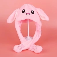 Vente d'usine Adorable lapin doux animé casquette en peluche drôle oreilles mobiles chapeau avec pompage d'air sac de téléphone étanche