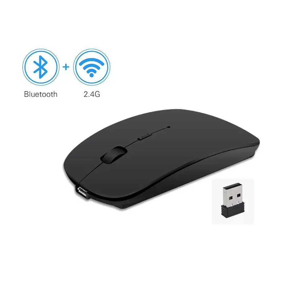 Rechargeable ergonomic Dual Mode Bluetooth 3.0 Mouse 2.4G Wireless blue tooth Portable Optical Mouse With USB Nano Receiver