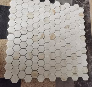 UnionStone Carrelage mural moderne pour cuisine et salle de bain, mosaïque en marbre Calacatta Gold en forme d'hexagone poli - Product Image 2