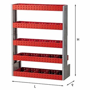 Étagère de rangement Usag 990x375x1306mm à 5 niveaux réglable en plastique rouge avec assemblage principal et sous-vissage - Product Image 1