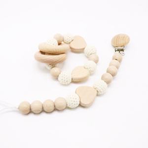 Clips de madera para chupete de dentición, soporte de cadena para chupete de bebé para 0-12 meses - Product Image 2