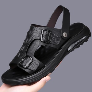 Sandalias de Verano para Hombre, Antideslizantes, de Cuero Genuino, Suela Suave, Modernas, Casuales, 2 en 1, Chanclas de Playa - Product Image 4