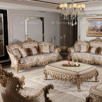 Ensemble de meubles de maison européens de luxe, chaises de canapé sculptées à la main de style turc dans un design traditionnel en bois pour le salon de luxe