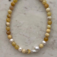 Collar Boho Chic de Verano para la Playa, Hecho a Mano con Cuentas de Piedra Natural y Colgante de Perla, Pendientes Colgantes Bonitos para Mujer