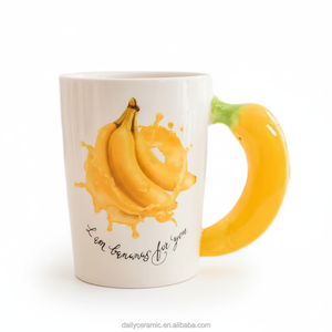 Taza de Cerámica con Asa de Plátano 3D, Taza de Café, Leche o Té con Estampado de Fruta Divertida, Regalo Original - Product Image 1