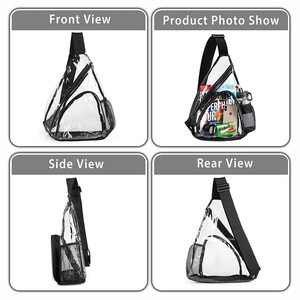 Sac de poitrine pour dames Mens Casual Daypacks Shoulder <span class=keywords><strong>Messenger</strong></span> pack <span class=keywords><strong>Clear</strong></span> PVC Sling Backpack Sacs de poitrine transparents - Product Image 2